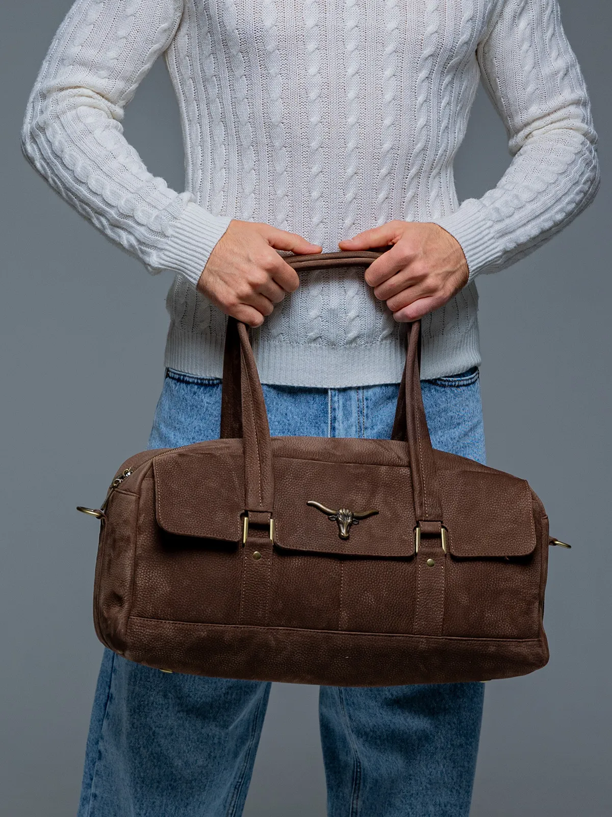 Изображение товара Кожаная сумка с длинными ручками, Hamilton Comfort by J.Audmorr, коричневый, натуральная итальянская кожа, ручная работа, мужская, женская  для ленты товаров